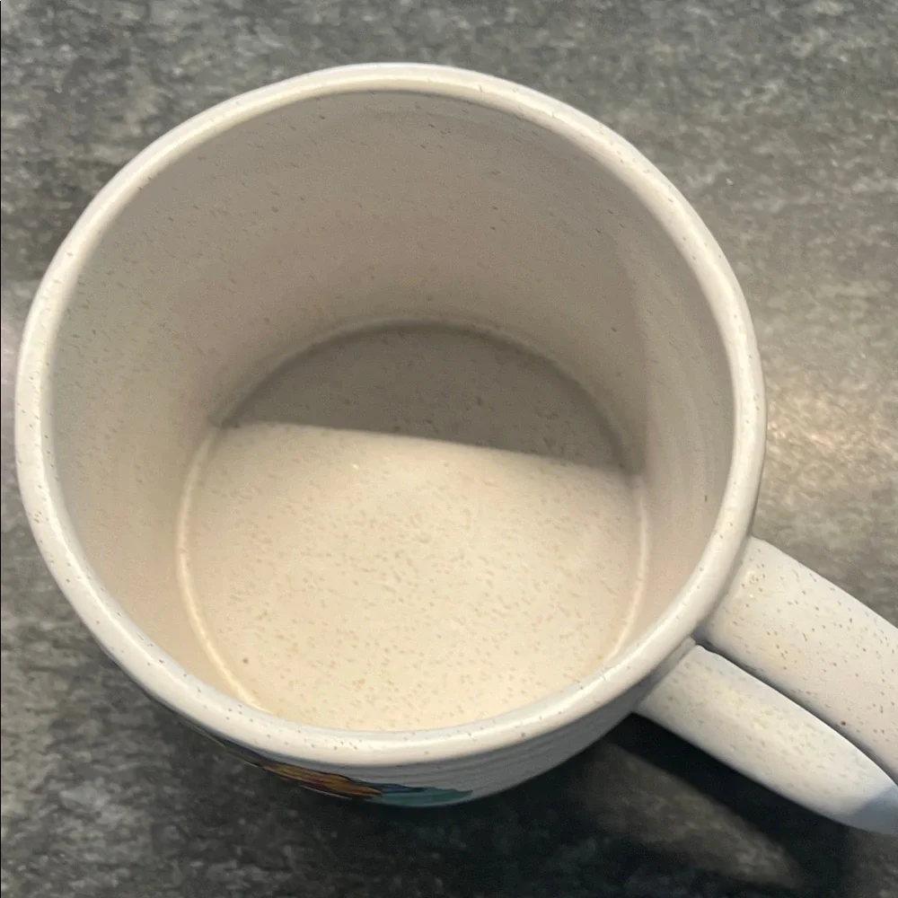 West Elm White Cat Mug with Floral Design